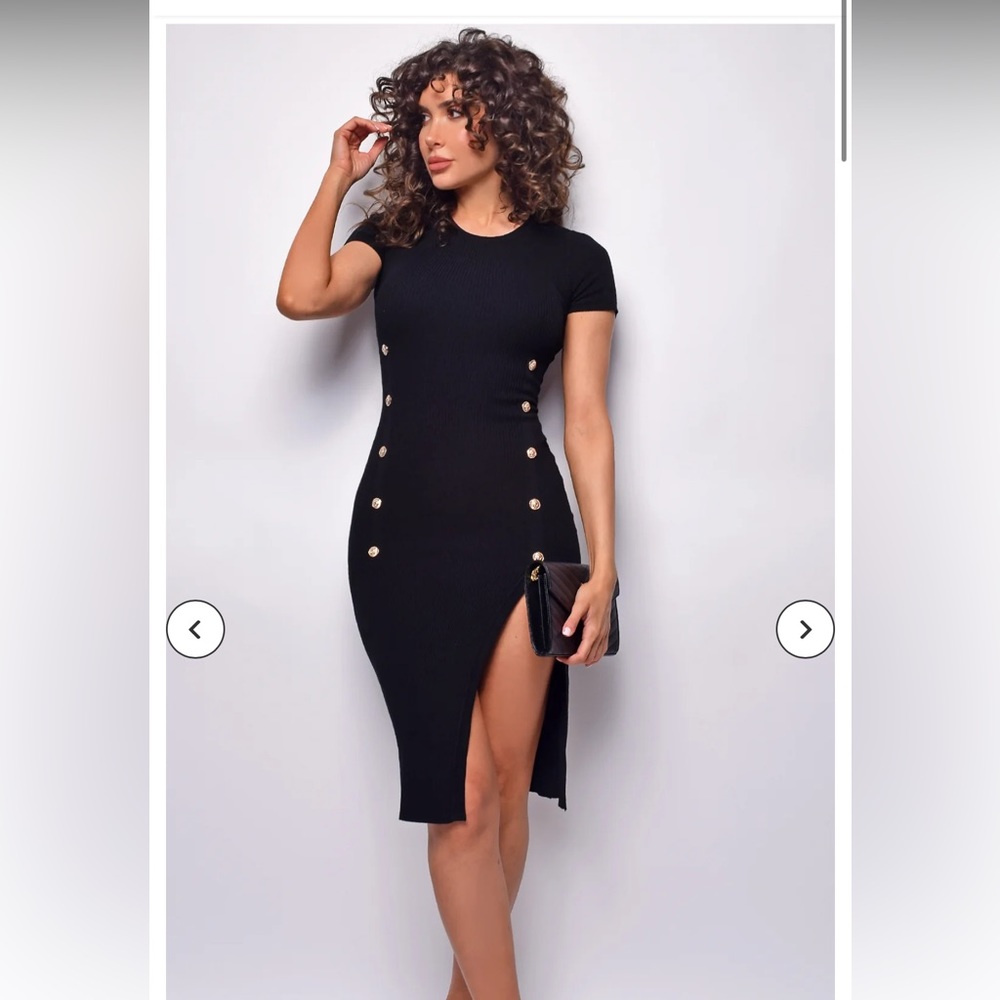 Emprada black ribbed dress